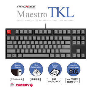 ARCHISS アーキス Maestro TKL(CHERRY MX 赤軸・Windows11 macOS対応) メカニカル テンキーレス 英語配列 87キー [有線 USB] ASKBM87LRGB