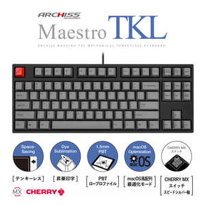 ARCHISS アーキス Maestro TKL(CHERRY MX スピードシルバー軸・Windows11  macOS対応) メカニカル テンキーレス 英語配列 87キー [有線 USB] ASKBM87LSGB