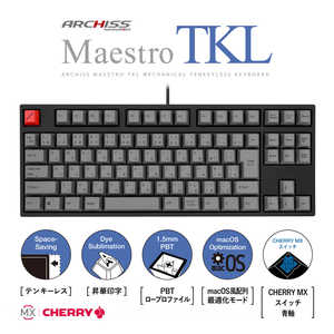 ARCHISS アーキス Maestro TKL(CHERRY MX 青軸・Windows11 macOS対応) メカニカル テンキーレス 日本語JIS配列 91キー [有線 USB] ASKBM91CGBA