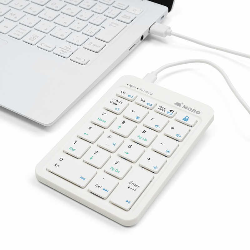 MOBO MOBO TenkeyPad2 Duo 22キー BT/有線 ［有線・ワイヤレス /Bluetooth・USB-A＋USB-C］ ホワイト AM-NPBW22-WH AM-NPBW22-WH