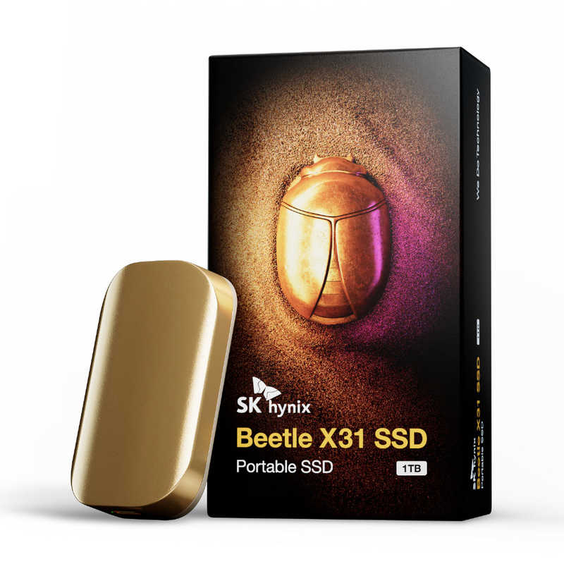 SKHYNIX SKHYNIX Beetle X31 ポータブルSSD  シャンパンゴールド 1TB USB3.2(Gen2) SK hynix ［ポータブル型］ SKHPU3-001T SKHPU3-001T