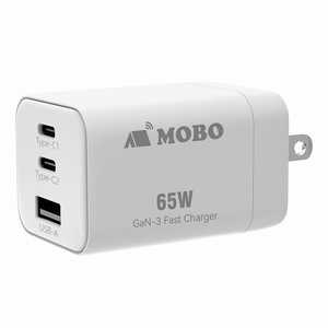 MOBO ޤꤿ߼ץ饰 ѥACŴ 65W 3ݡ / USB Power Deliveryб / GaN(ⲽꥦ) ѡ ۥ磻 AM-PDMGAN65W-WH