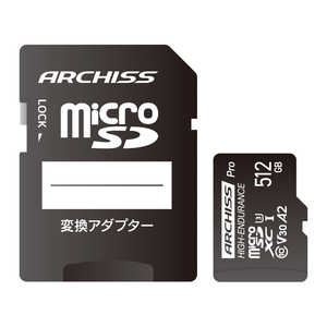 ARCHISS アーキス Professional microSDXC 512GB Class10 UHS-1 (U3) V30 A2対応 SD変換アダプタ付属 ［Class10 / 512GB］ AS-512GMS-PV3