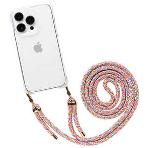 HAMEE ［iPhone 14 Pro専用］ULTRA FINE 4つ角ストラップホール付クリアケース ショルダーストラップ付き マーブルレッド 661053156 IP14PUTRFINE4RD