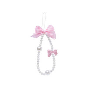 HAMEE PHONEAR リボン&パールDUOストラップ ピンク 661-056768 HAMEE PHONEAR リボン&パールDUOストラップ ピンク 661-056768