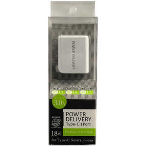 オズマ タブレット スマートフォン対応 USB給電 PowerDelivery対応 IH-ACC30PDW (Type-Cポート・ホワイト)