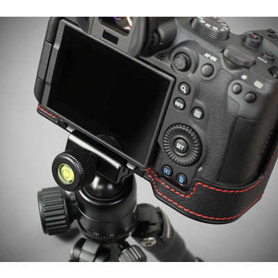 LIMS キヤノン EOS R6用 本革カメラハーフケース ブラック レッド