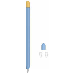 アイキューラボ Apple Pencil2用 シリコンカバー ツートンカラー 3点セット ブルー APEN2-SL2C-BL