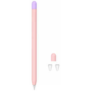 アイキューラボ Apple Pencil2用 シリコンカバー ツートンカラー 3点セット ピンク APEN2-SL2C-PK