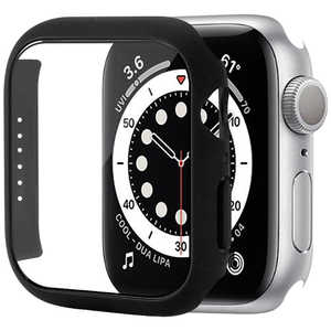アイキューラボ Apple Watch7 41mm 液晶ガラス付きPCカバー ブラック AW-GLPC41-BK