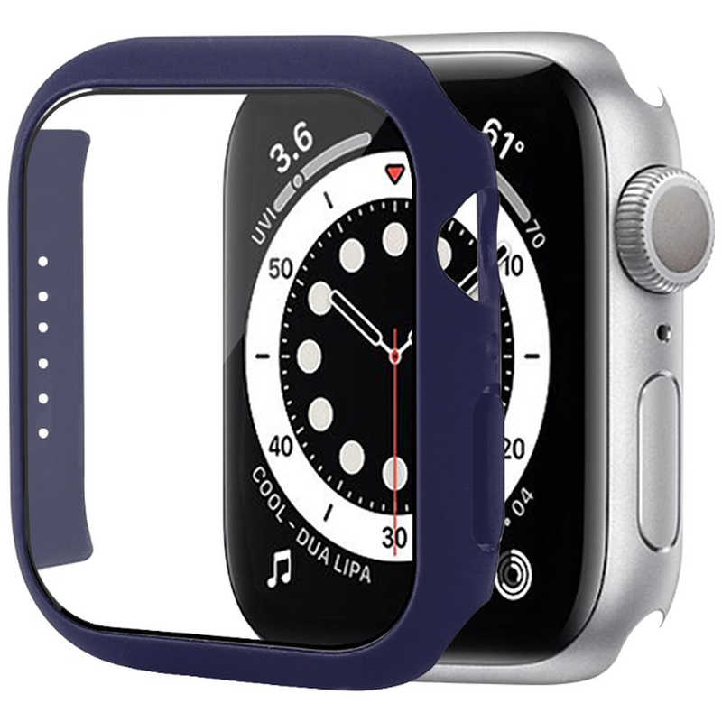 アイキューラボ アイキューラボ Apple Watch7 41mm 液晶ガラス付きPCカバー ネイビー AW-GLPC41-NV AW-GLPC41-NV