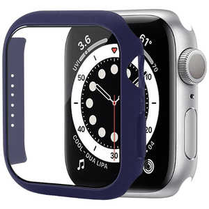 アイキューラボ Apple Watch7 45mm 液晶ガラス付きPCカバー ネイビー AW-GLPC45-NV