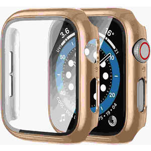 アイキューラボ Apple Watch 45mm用 液晶ガラス付き ＰＣカバー メタリック ゴールド  AW-GLPCM45-GO