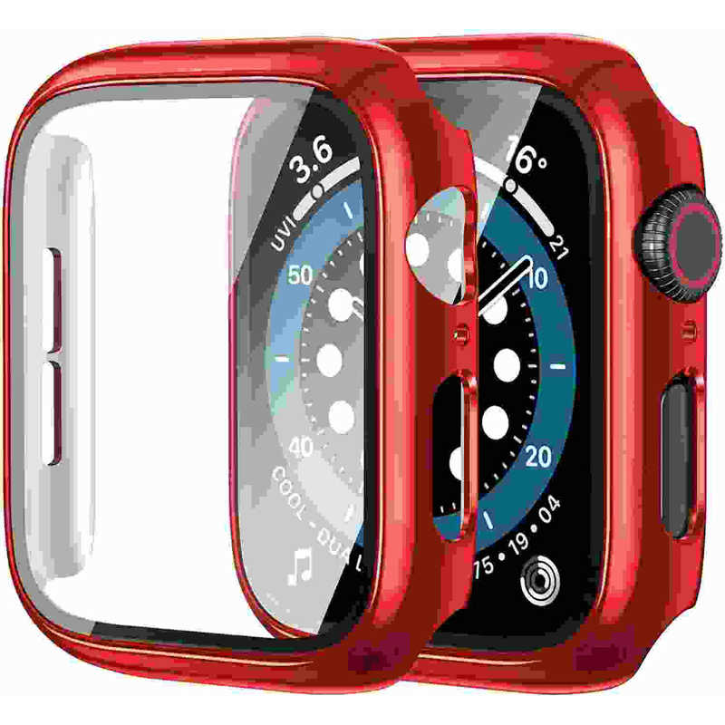 アイキューラボ アイキューラボ Apple Watch 45mm用 液晶ガラス付き ＰＣカバー メタリック レッド  AW-GLPCM45-RD AW-GLPCM45-RD