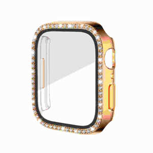 アイキューラボ Apple Watch 45mm用 液晶ガラス付き ＰＣカバー ストーン ゴールド  AW-GLPCS45-GO