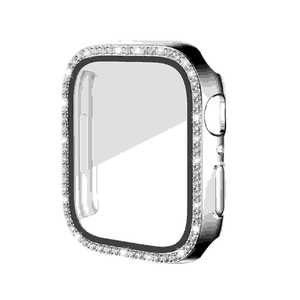 アイキューラボ Apple Watch 45mm用 液晶ガラス付き ＰＣカバー ストーン シルバー  AW-GLPCS45-SV