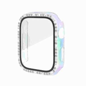アイキューラボ Apple Watch 41mm用 液晶ガラス付き ＰＣカバー ストーン オーロラ  AW-GLPCS41-AU