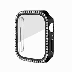 アイキューラボ Apple Watch 41mm用 液晶ガラス付き PCカバー ストーン ブラック AW-GLPCS41-BK