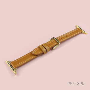 アイキューラボ Apple Watch 41/40/38mm ステッチ スリム レザーベルト キャメル IQ-AW016B41-CA アイキューラボ Apple Watch 41/40/38mm ステッチ スリム レザーベルト キャメル IQ-AW016B41-CA