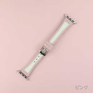 アイキューラボ Apple Watch 41/40/38mm スリム キャンバス地 ステッチベルト ピンク IQ-AWCAV241-PK アイキューラボ Apple Watch 41/40/38mm スリム キャンバス地 ステッチベルト ピンク IQ-AWCAV241-PK