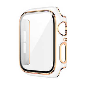 アイキューラボ Apple Watch Series10 46mm 液晶ガラス付PCカバー ゴールドライン/ホワイト AW-GLGPC46-WH アイキューラボ Apple Watch Series10 46mm 液晶ガラス付PCカバー ゴールドライン/ホワイト AW-GLGPC46-WH