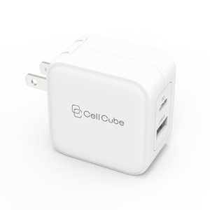 ファンマックスジャパン Cell Cube (セルキューブ)折り畳み式プラグAC充電器 PD20W Share USB-C+USB‐A -WH CC-AC04-WH