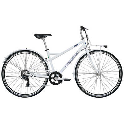 パンクしないクロスバイク 27インチ 外装6段 オートライト ホワイト