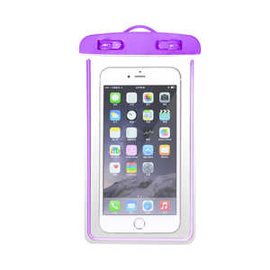 ビーサイレンス 防水スマホバック蓄光タイプ IPX8防水規格 水没防止アイテム パープル BE-1326-PP