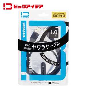 ビックアイデア USB Type-A to Type-C シリコーンケーブル 1.0m ブラック BIT-UC60S1AC100K