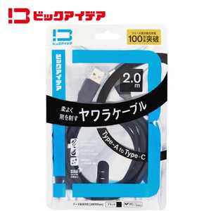 ビックアイデア USB Type-A to Type-C シリコーンケーブル 2.0m ブラック BIT-UC60S1AC200K