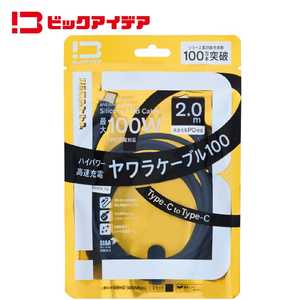 ビックアイデア USB-C ⇔ USB-Cケーブル ［充電 / 転送 / 2.0m / PD100W / 480Mbps］ (SIAA認証) ［USB-C ⇔ USB-C］ ブラック BIT-UC100S1CC200K