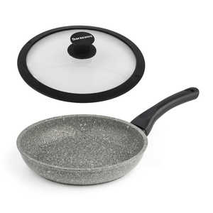 BARAZZONI シリコンエッジ耐熱ガラス蓋付 IH対応 フライパン 24cm MONOLITICA INDUCTION グレー［IH対応］ 85510602489-SL