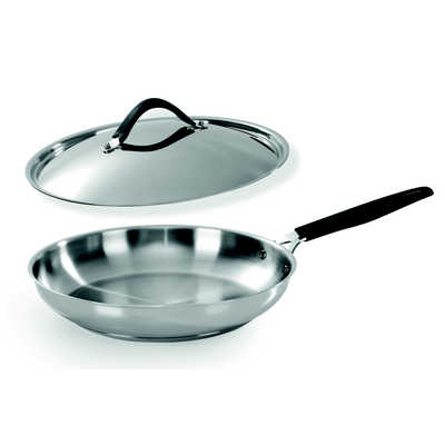 BARAZZONI IH対応 蓋付 フライパン 20cm 33CARATI INOX シルバー ［IH 