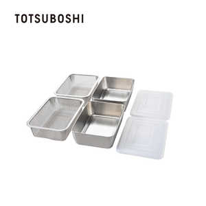 TOTSUBOSHI (T)蓋付き深型ステンレスバット・角型ザルセット T-92102 TOTSUBOSHI (T)蓋付き深型ステンレスバット・角型ザルセット T-92102