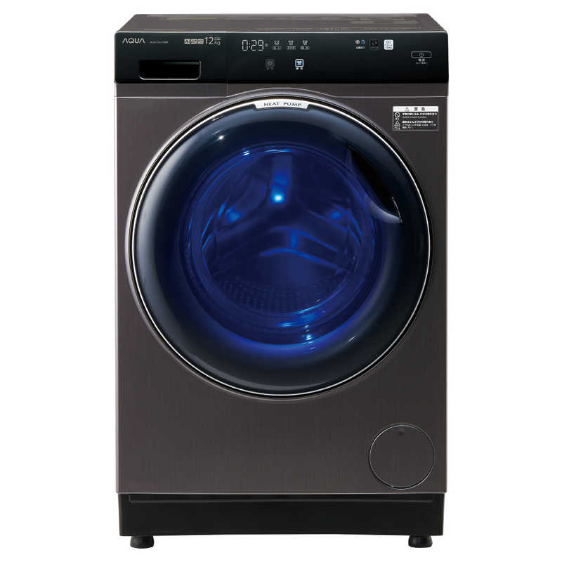 アクア　AQUA アクア　AQUA ドラム式洗濯乾燥機 洗濯12.0kg 乾燥6.0kg ヒートポンプ乾燥 (左開き) AQW-DX12P-L-K シルキーブラック AQW-DX12P-L-K シルキーブラック