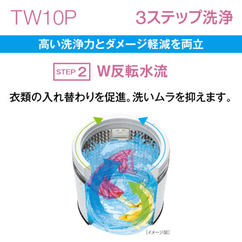 アクア　AQUA アクア　AQUA 縦型洗濯乾燥機 インバーター 洗濯10.0kg 乾燥5.0kg ヒーター乾燥(排気タイプ) AQW-TW10P-W ホワイト AQW-TW10P-W ホワイト