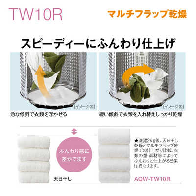 アクア AQUA 縦型洗濯乾燥機 洗濯10.0kg 乾燥5.0kg ヒーター乾燥(排気 