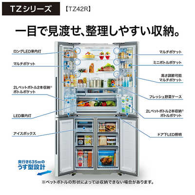 アクア AQUA 冷蔵庫 4ドア 420L フレンチドア(観音開き) 幅70cm ダーク