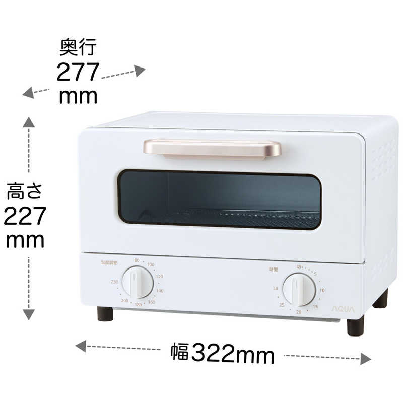 アクア　AQUA アクア　AQUA オーブントースター AQUA 1400W/食パン2枚 ホワイト AQT-CG12T-W AQT-CG12T-W
