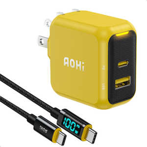 AOHI PD-USB�[�d�� �P�[�u���Z�b�g Magcube PRO 67W USB A×1�|�[�g USB C×1�|�[�g PC/�^�u���b�g/�g�ѓd�b 67W�}���[�d �C�G���[ RE-JEMP67YL2