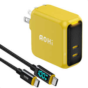AOHI PD-USB�[�d�� �P�[�u���Z�b�g Magcube PRO 100W USB C×2�|�[�g PC/�^�u���b�g/�g�ѓd�b 100W�}���[�d �C�G���[ RE-JEMP100YL2