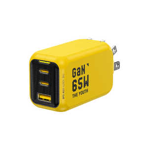 AOHI THE YOUTH PD 65W USB C×2ポート USB A×1ポート PC/タブレット/携帯電話 65W急速充電 イエロー RE-JEYTP65YL1