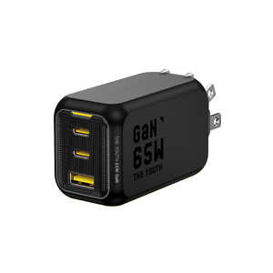 AOHI THE YOUTH PD 65W USB C×2�|�[�g USB A×1�|�[�g PC/�^�u���b�g/�g�ѓd�b 65W�}���[�d �u���b�N RE-JEYTP65BL1
