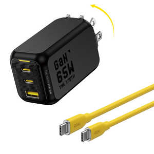 AOHI THE YOUTH PD �P�[�u���Z�b�g 65W USB C×2�|�[�g USB A×1�|�[�g PC/�^�u���b�g/�g�ѓd�b 65W�}���[�d �u���b�N RE-JEYTP65BL2