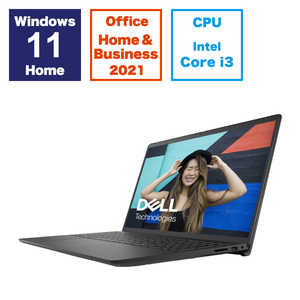 DELL　デル ノートパソコン ［15.6型 /Windows11 Home /intel Core i3 /メモリ：8GB /SSD：512GB］ カーボンブラック NI325-EHHBBC