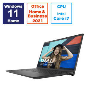 DELL　デル ノートパソコン ［15.6型 /Windows11 Home /intel Core i7 /メモリ：16GB /SSD：512GB］ カーボンブラック NI375-EHHBBC