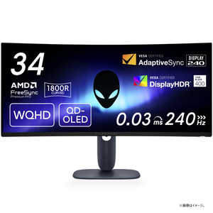 DELL ǥ ߥ󥰱վǥץ쥤 Alienware/QD-OLED/240/0.03ms/ 34.2 / ͭEL QHD(34401440) / 磻 / ̷ ֥å AW3425DW-R