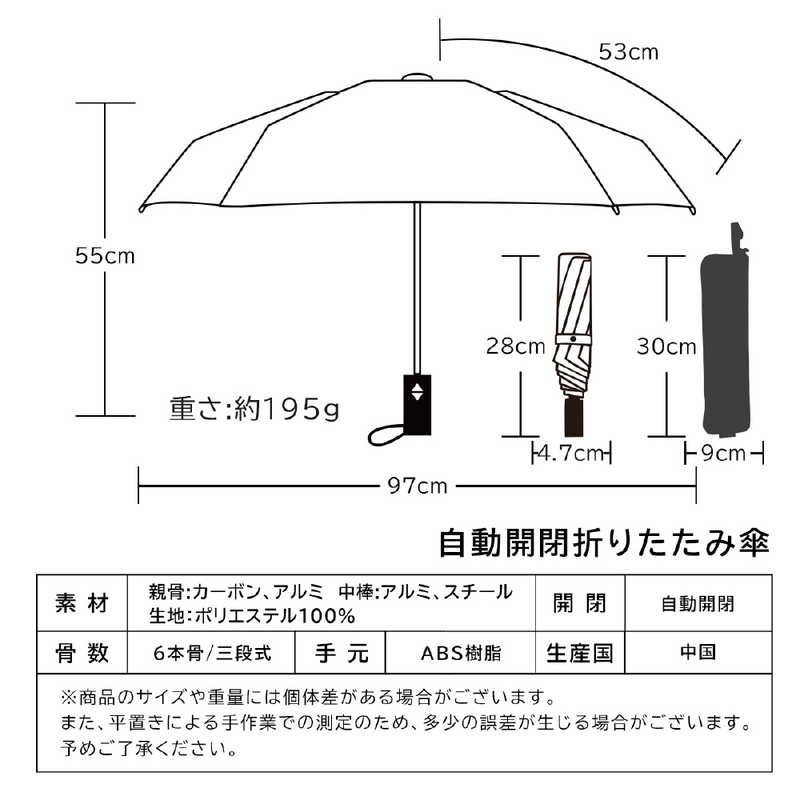 KIZAWA KIZAWA 自動開閉6本骨カーボン雨傘 形状安定 ［雨傘 /53cm］ グレー AEX53XT063UI AEX53XT063UI