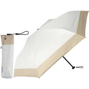 KIZAWA 超軽量カーボン日傘 6本骨 バイカラー ［晴雨兼用傘 /55cm］ オフ×ベージュ MEX50DP-063PI-off-beige