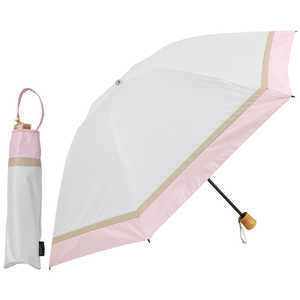 KIZAWA 手動折りたたみ傘 3段式6本骨 逆さ傘 3色ミックス ［晴雨兼用傘 /55cm］ オフ×ピンク M553S-063PO-off-pink